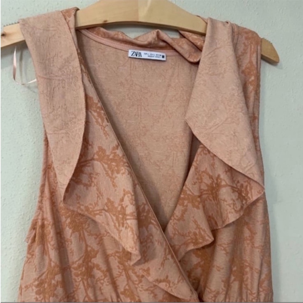 Zara Peach Floral High-Low Ruffle Dress - Picture 4 of 6